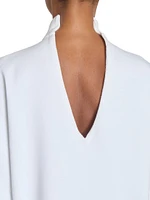 Cotton Mock Turtleneck Short-Sleeve Tunic Top