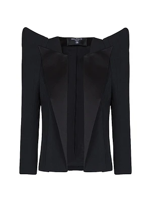 Spencer Satin Lapel Open-Front Jacket