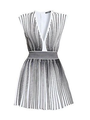 Rib-Knit Striped A-Line Minidress