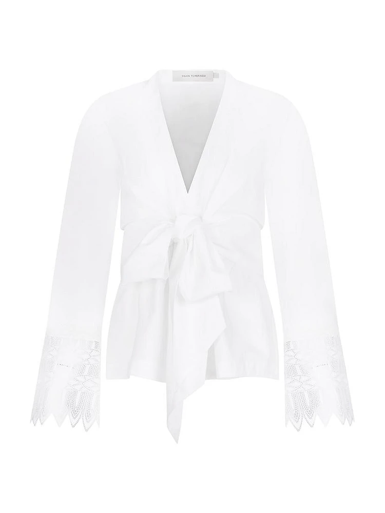 Saanvi Lace-Trim Tie Blouse