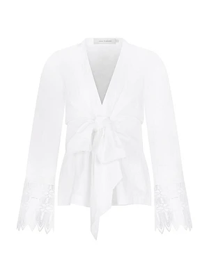 Saanvi Lace-Trim Tie Blouse