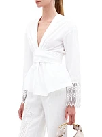 Saanvi Lace-Trim Tie Blouse