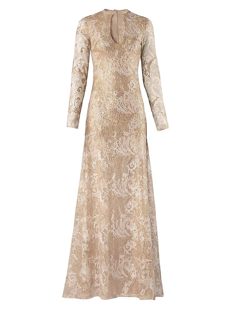 Nila Metallic Lace A-Line Gown