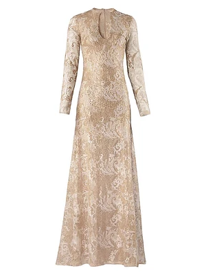 Nila Metallic Lace A-Line Gown
