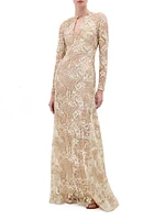 Nila Metallic Lace A-Line Gown