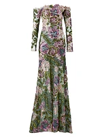 Rafaella Beaded Off-the-Shoulder Gown