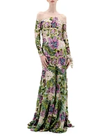 Rafaella Beaded Off-the-Shoulder Gown