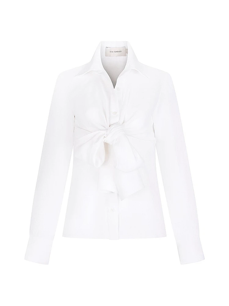 Mercury Tie-Front Linen Blouse