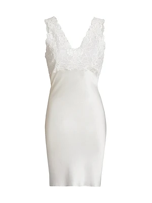 Rose Parfait Lace-Trimmed Silk Chemise