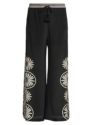 Valerie Siera Silk-Blend Wide-Leg Pants