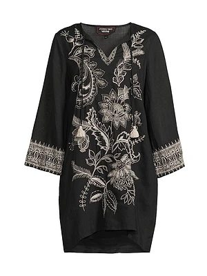 Roberta Floral-Embroidered Mini-Slipdress