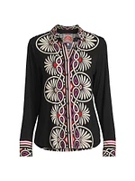 The Janie Abstract-Print Button-Front Shirt