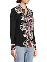The Janie Abstract-Print Button-Front Shirt