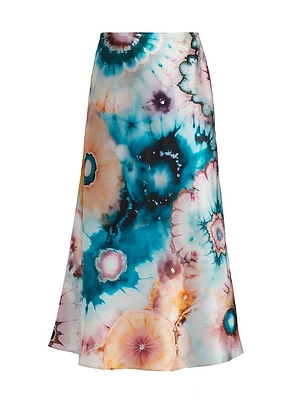 Silk Tie-Dye Midi-Skirt