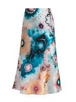 Silk Tie-Dye Midi-Skirt