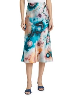 Silk Tie-Dye Midi-Skirt