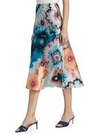Silk Tie-Dye Midi-Skirt