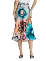 Silk Tie-Dye Midi-Skirt