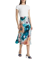 Silk Tie-Dye Midi-Skirt