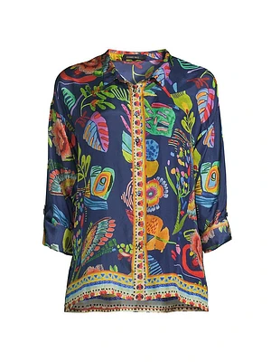 The Audrey Floral Silk Oversized Shirt