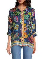 The Audrey Floral Silk Oversized Shirt