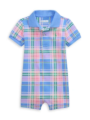 Baby Boy's Madras Plaid Polo Romper