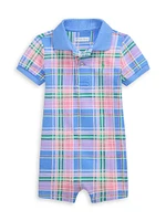 Baby Boy's Madras Plaid Polo Romper
