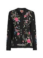 Floral Cotton Henley Shirt