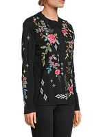 Floral Cotton Henley Shirt