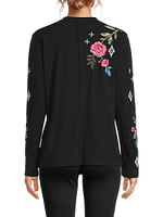 Floral Cotton Henley Shirt