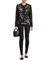 Floral Cotton Henley Shirt