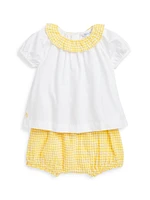 Baby Girl's Gingham T-Shirt & Bloomers Set