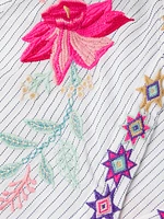 Paris Embroidered Cotton Split-Neck Blouse