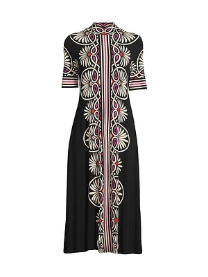 The Janie Favorite Geometric Mock Turtleneck Midi-Dress