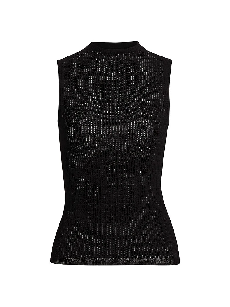 Molly Mock Turtleneck Semi-Sheer Sleeveless Top