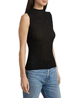 Molly Mock Turtleneck Semi-Sheer Sleeveless Top
