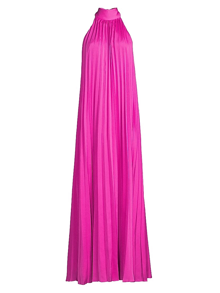 Beverly Pleated Halter Maxi Dress