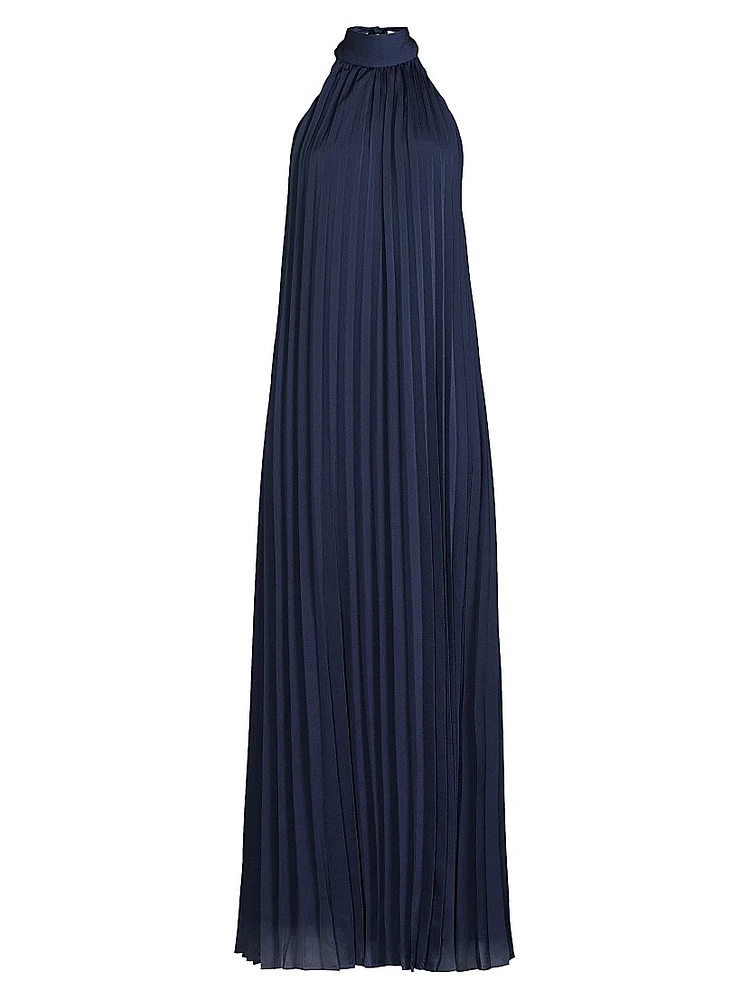 Beverly Pleated Halter Maxi Dress