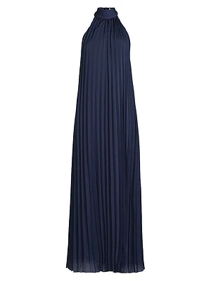 Beverly Pleated Halter Maxi Dress