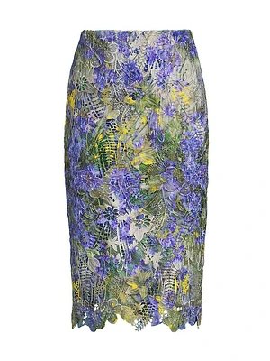 Remy Floral Lace Pencil Knee-Length Skirt