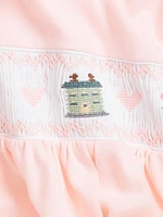 Baby Girl's Ruffle-Trim Embroidered Coveralls