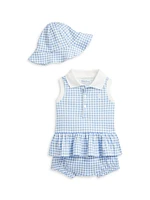 Baby Girl's Gingham Peplum Top & Bloomers Set