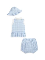 Baby Girl's Gingham Peplum Top & Bloomers Set