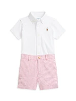 Baby Boy's Short-Sleeve Shirt & Seersucker Shorts Set