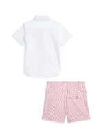 Baby Boy's Short-Sleeve Shirt & Seersucker Shorts Set