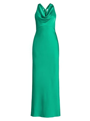 Katniss Satin Cowlneck Maxi Dress