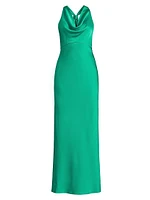 Katniss Satin Cowlneck Maxi Dress