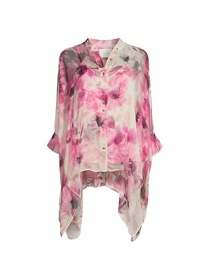 Katia Floral Silk Handkerchief Blouse