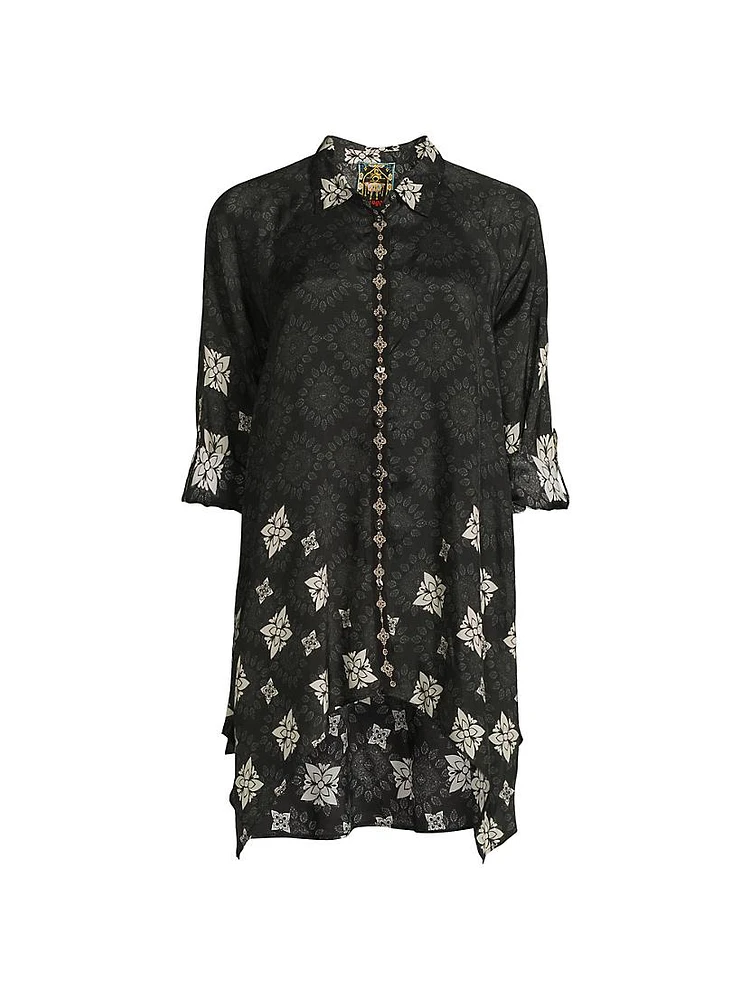 Gemi Geometric Print Button-Front Tunic