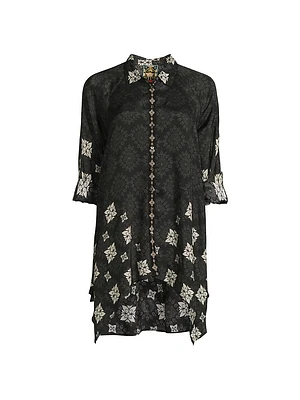 Gemi Geometric Print Button-Front Tunic